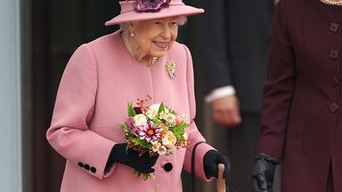 Queen Elizabeth II, using a walking stick, leaves after attending the opening ceremony of the sixth session of the Senedd in Cardiff. Picture date: Thursday October 14, 2021.